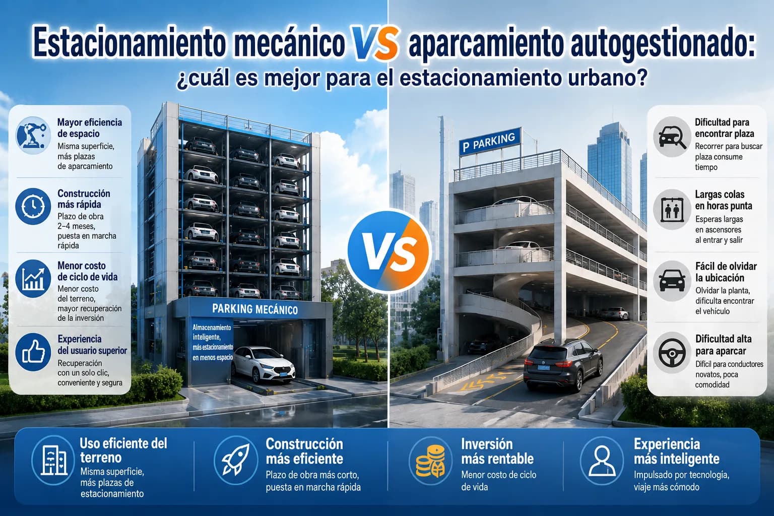 Estacionamiento mecánico vs aparcamiento autogestionado: ¿cuál es mejor para el estacionamiento urbano?